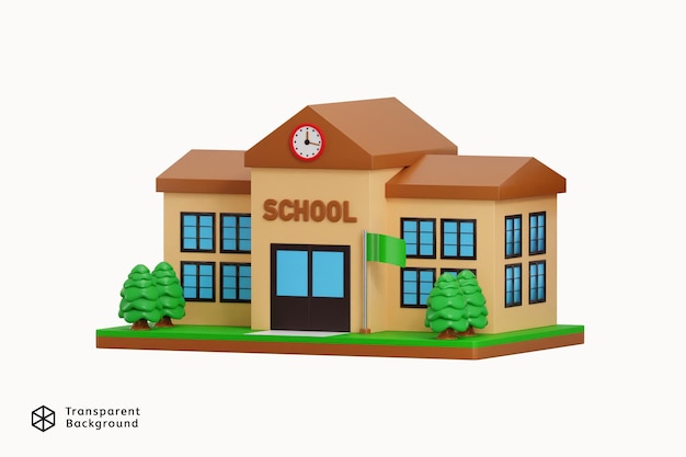 PSD ícone da escola 3d render conceito de educação ícone ilustração vetorial