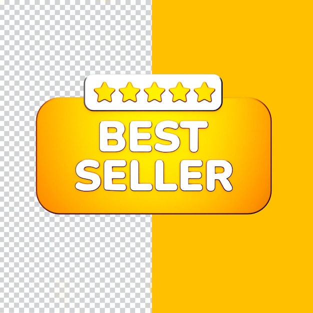 PSD ícone de 5 estrelas mais vendido renderização 3d