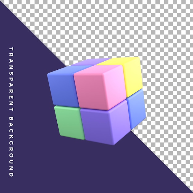 PSD ícone de cubo de rubiks ilustração 3d colorido isolado