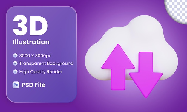 PSD ícone de download de upload de internet 3d