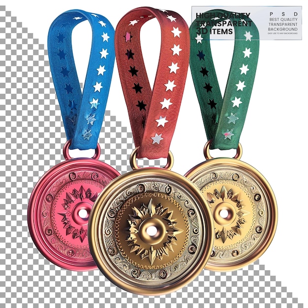 PSD ícone de medalha 3d um ícone de medalha 3d colorido representando uma conquista em fundo transparente