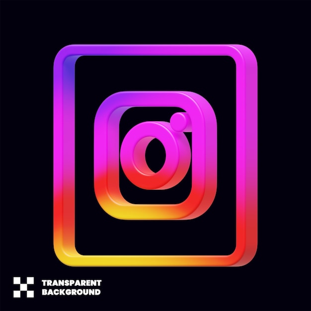 PSD ícone de mídia social do instagram 3d