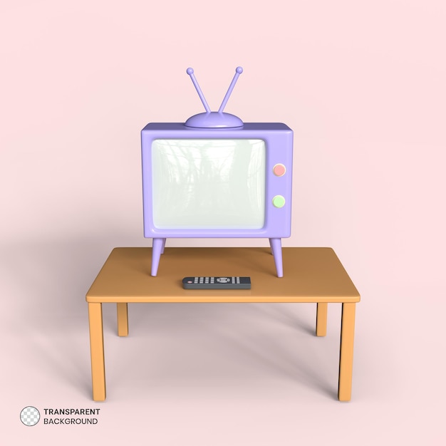 PSD ícone de televisão retrô isolado renderização 3d ilustração