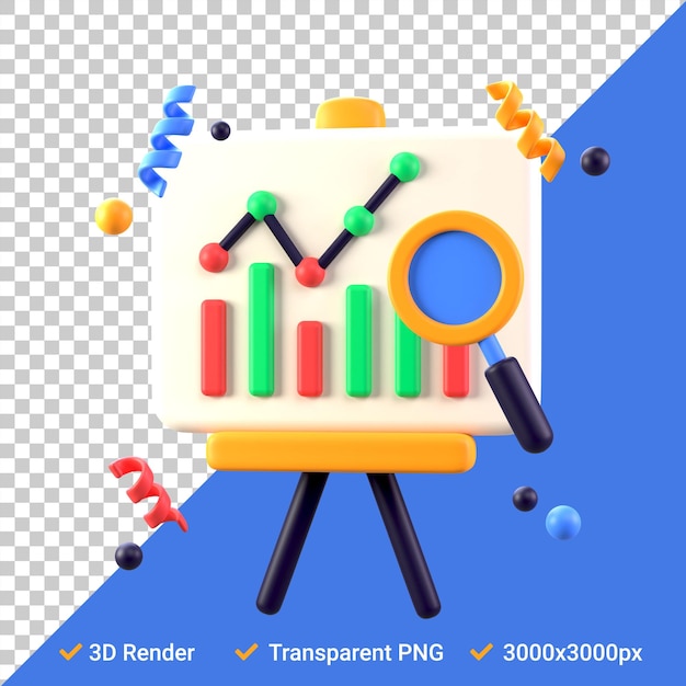 Ícone do Analytics em arquivos PSD 3D