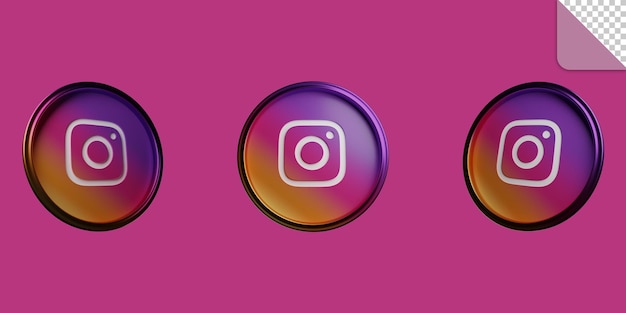 PSD icône instagram de médias sociaux 3d