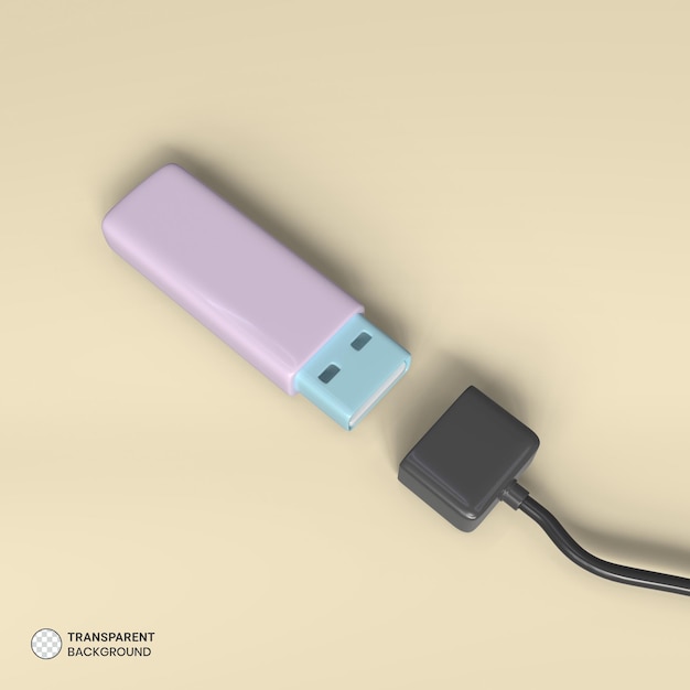 PSD icône de lecteur flash usb rendu 3d isolé illustration