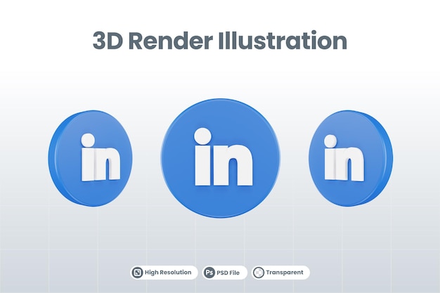 PSD icône de médias sociaux linkedin logo rendu 3d isolé