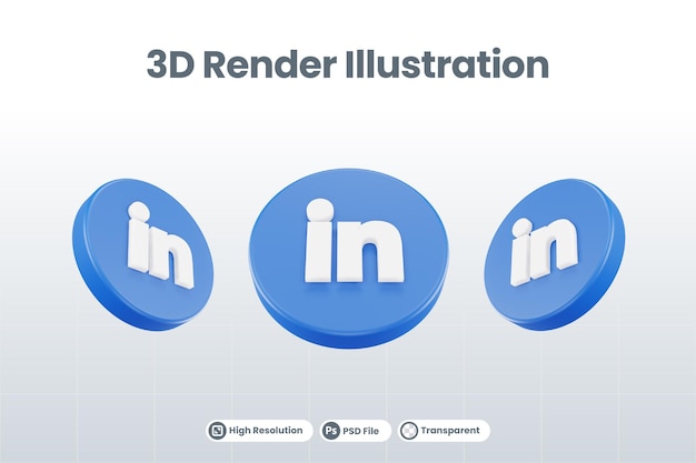 PSD icône de médias sociaux linkedin logo rendu 3d isolé