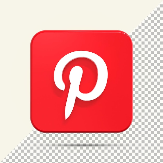 Icône Pinterest dans le rendu 3d pour la composition