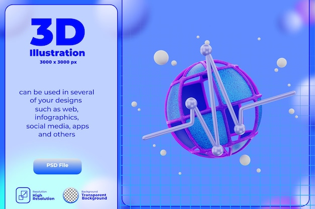 Icône de rendu 3D Globe Trends