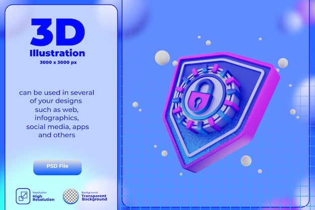 Icône de rendu 3D Protection réseau