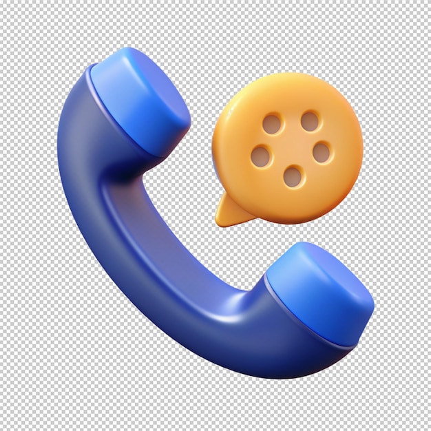 PSD icône de téléphone 3d avec bulle vocale pour le support client