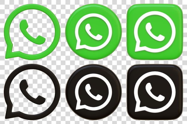 PSD les icônes vertes et noires de l'application de chat whatsapp sont illustrées par un rendu 3d