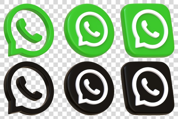 PSD les icônes vertes et noires de l'application de chat whatsapp sont illustrées par un rendu 3d