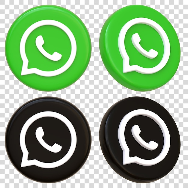 PSD les icônes vertes et noires de l'application de chat whatsapp sont illustrées par un rendu 3d