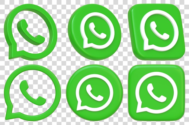 PSD les icônes vertes et noires de l'application de chat whatsapp sont illustrées par un rendu 3d