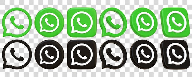 PSD les icônes vertes et noires de l'application de chat whatsapp sont illustrées par un rendu 3d