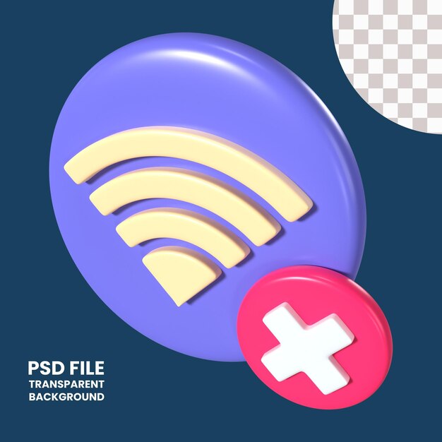 PSD iconica di illustrazione 3d wi-fi disconnessa