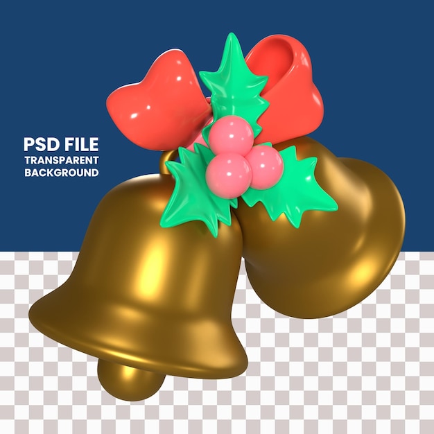 PSD icônico de ilustração em 3d do sino de natal