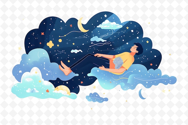 PSD il design dei levitatori che galleggiano nell'aria è surreale e l'arte del tema del dreamli flat illustration festival