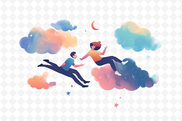 PSD il design dei levitatori che galleggiano nell'aria è surreale e l'arte del tema del dreamli flat illustration festival