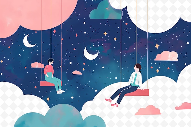 PSD il design dei levitatori che galleggiano nell'aria è surreale e l'arte del tema del dreamli flat illustration festival