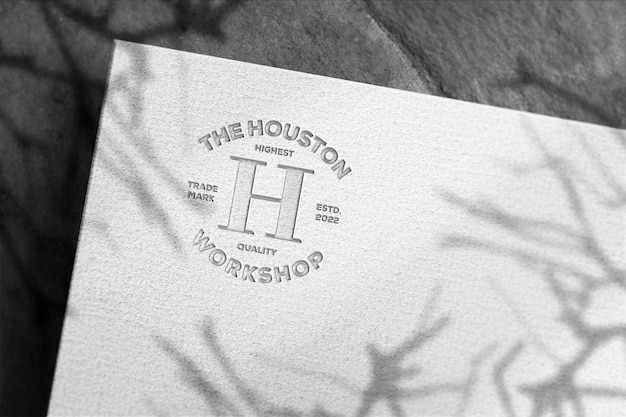 PSD il houston debossed logo mockup template design psd