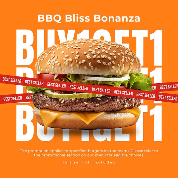 PSD il s'agit d'un modèle de post instagram de burger bliss bonanza.