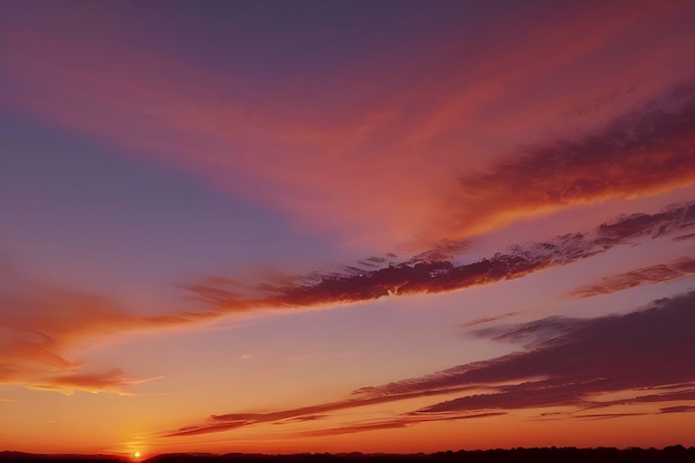 PSD il tramonto di fuoco un cielo fotorealistico del tramonto