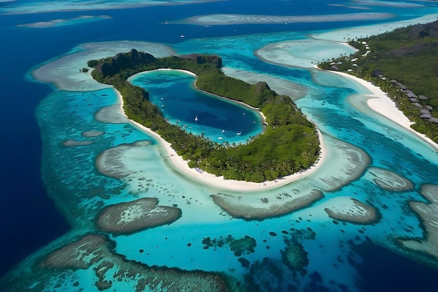 PSD une île avec une île en forme de cœur au milieu