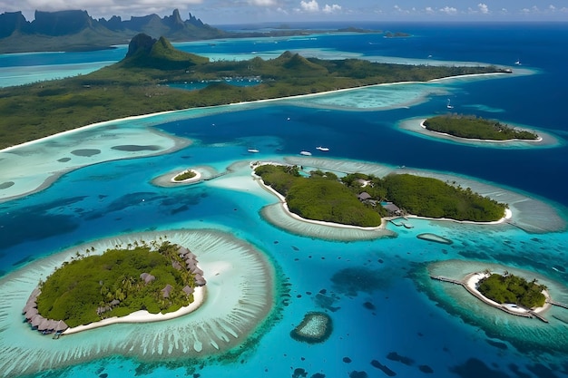 PSD une île tropicale avec de nombreuses îles dans l'eau