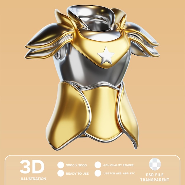 PSD illustration 3d de l'armure de guerre psd