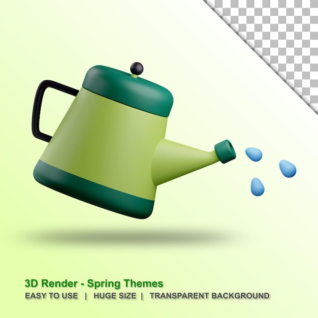 PSD illustration 3d d'arrosoir avec fond transparent