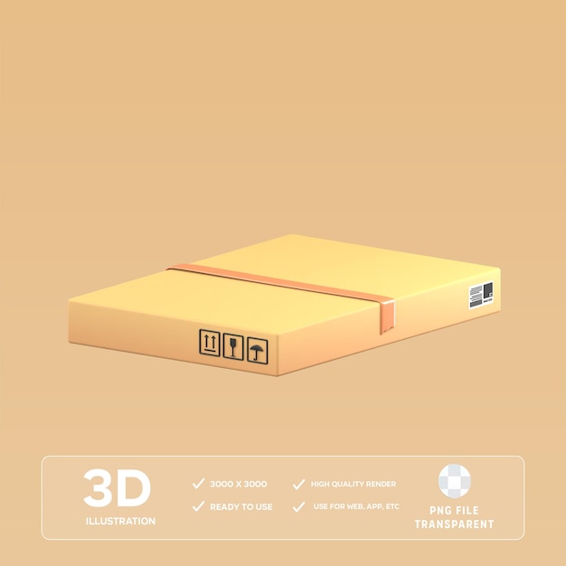 PSD illustration 3d de la boîte en carton psd