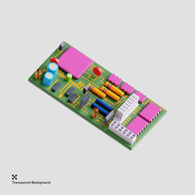 PSD illustration 3d des circuits de la carte mère