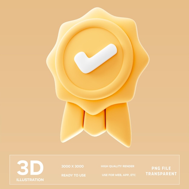 PSD illustration 3d du badge de contrôle du psd