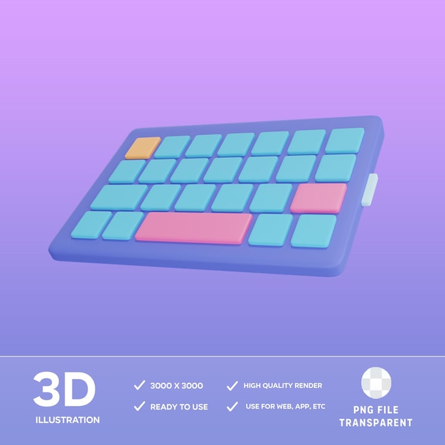 PSD illustration 3d du clavier psd