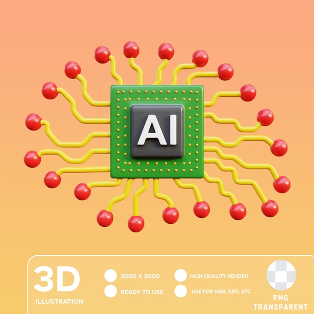 PSD illustration 3d du neurone d'intelligence artificielle psd