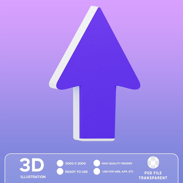 PSD illustration 3d de la flèche vers le haut