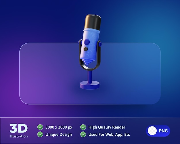 Illustration 3d de l'icône électronique de l'appareil microphone