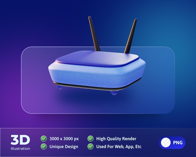 Illustration 3d de l'icône électronique du périphérique routeur