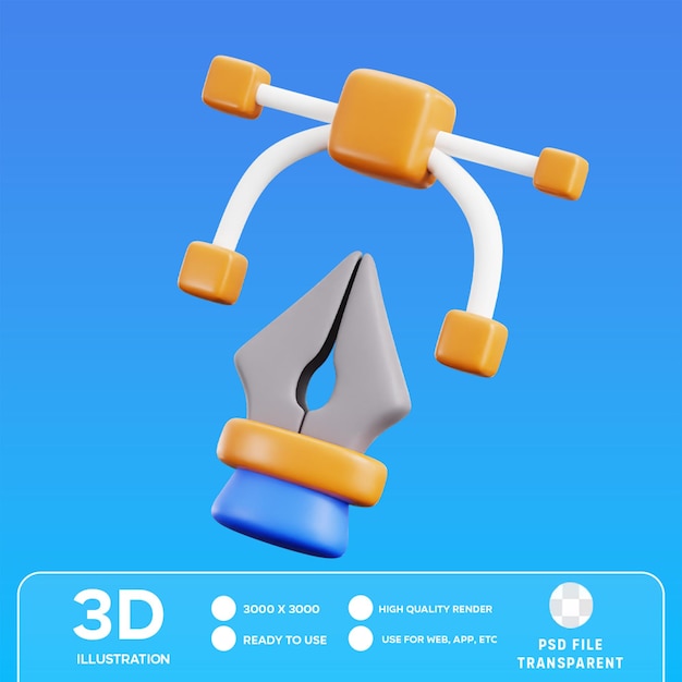 PSD illustration 3d de l'outil psd bazier