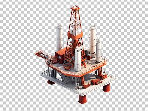 PSD illustration 3d d'une plate-forme pétrolière isométrique stylisée