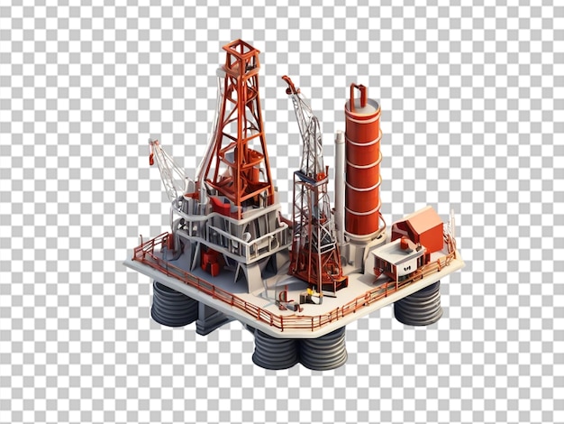 PSD illustration 3d d'une plate-forme pétrolière isométrique stylisée