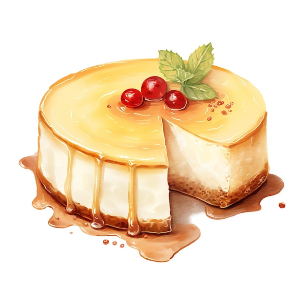 PSD illustration d'aliments au flan de lait de poule style aquarelle généré par ai