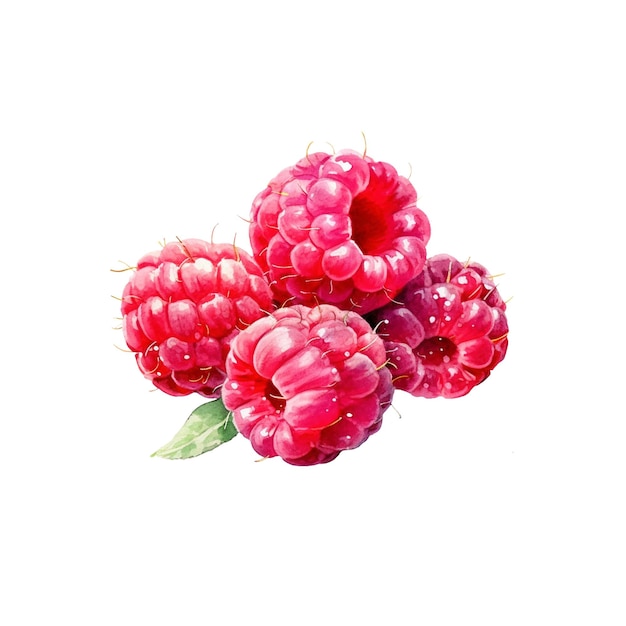 PSD illustration d'aquarelle de framboise élément de conception d'aliments frais dessiné à la main isolé sur un fond blanc