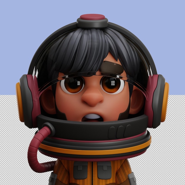 PSD illustration d'avatar 3d astronout isolé sur fond transparent