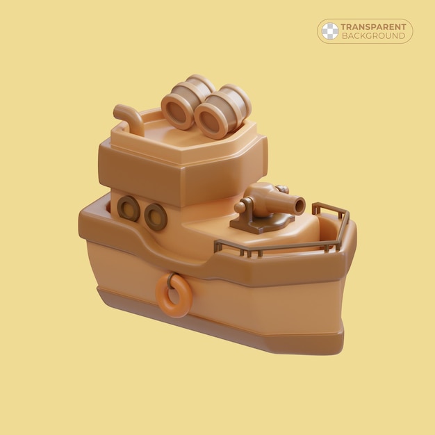 Illustration d'un bateau en bois de style low poly