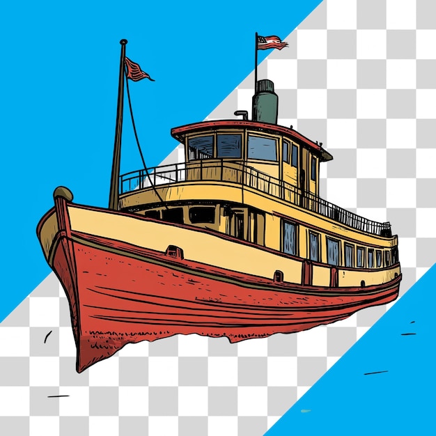 PSD illustration d'un bateau sur un fond transparent