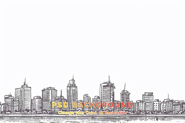 PSD illustration de dessin à crayon de l'horizon de chicago